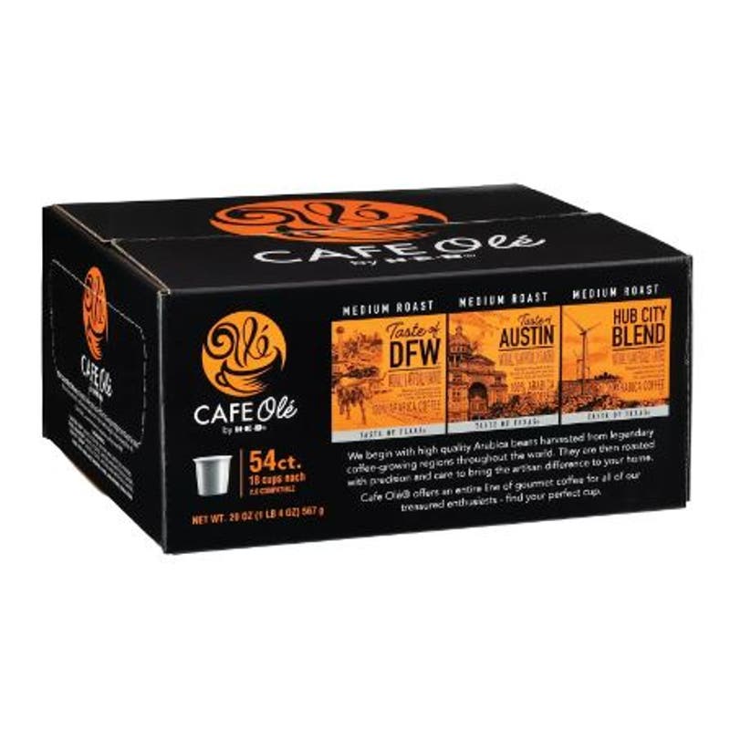 CAFE Olé by H‑E‑B Taste of DFW, Austin & Hub City Blend Coffee Single Serve Cups Variety Pack