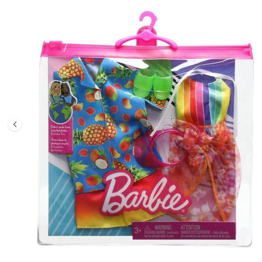 Barbie Fashions Doll Clothing Beach 2-Pack for Barbie and Ken (2 Swim Outfits)