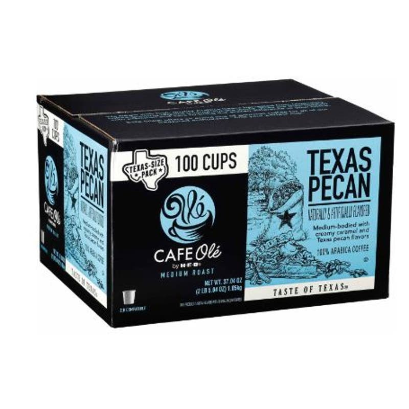 HEB Cafe Ole Texas Pecan Coffee Pods 100 count box