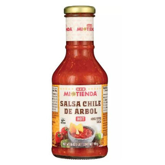 HEB MI TIENDA SALSA CHILE DE ARBOL HOT 16 OZ BOTTLE